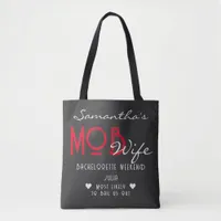 Mob Wife & Martini Black Bach Bachelorette Party Tote Bag