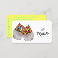 Vibrant Turquoise & Lemon Summer Nail Salon Design Business Card