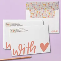 Sent With Love Modern Casual Pink and Brown  Envelope