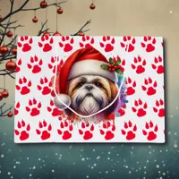 Shih Tzu Dog in Santa Hat Christmas   Large Gift Bag