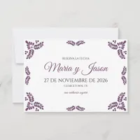 Talavera Purple Floral Minimalist Spanish Wedding Save The Date