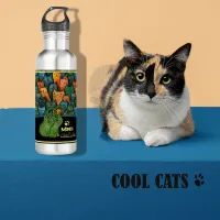 Cool Cats Watercolor Stainless Steel Water Bottle