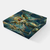 A Beautiful Gold and Turquoise Angel  Paperweight