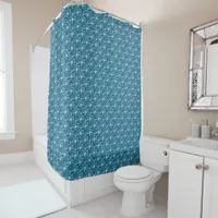 Teal Blue and White Christmas Snowflake Shower Curtain