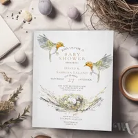 Rustic Birds Nest Watercolor Couple's Baby Shower Invitation