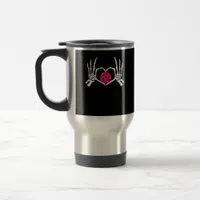 Skeleton Hands Heart Sign Funny Pickle Valentine's Travel Mug
