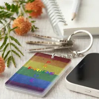 LGBT Rainbow Pride Flag Retro Style Keychain