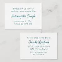 Teal Script Temple Sealing & Meal Invitation