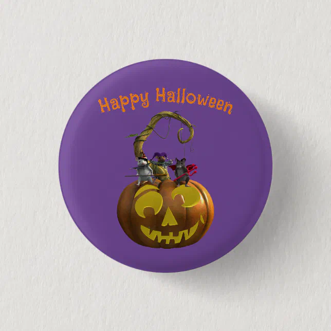 Cute Halloween Mouse Trio Button