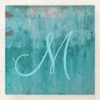 Turquoise Rust | Monogram Glass Coaster