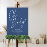 Modern Blue Oh Baby Baby Shower Welcome Foam Board