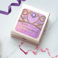 Pink Purple Gold Glitter Jeweled Tiara Quinceañera Square Sticker