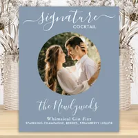 Signature Cocktail Photo Dusty Blue Wedding Bar Poster