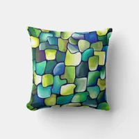 Contemporary Green Playful Pattern Throw Pillow