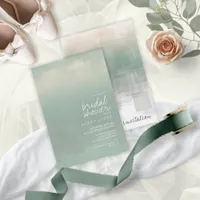 Watercolor Reflection Bridal Shower Sage ID774 Invitation