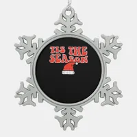 Tis Season Skeleton Pumpkin Halloween Snowflake Pewter Christmas Ornament