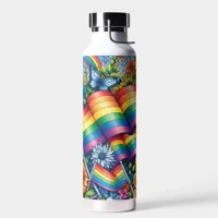 LGBTQIA+ Pride Flags, Rainbows, Flowers Water Bottle