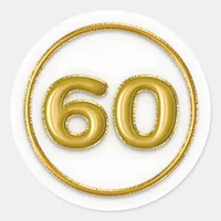 Gold Balloon Number 60 Round Sticker