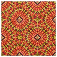 Red & Orange Oriental Boho Geometric Pattern Fabric