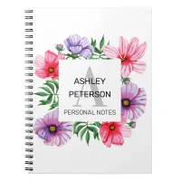 Pink Monogram floral girly cute personalized Notebook