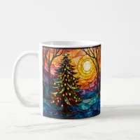 Stained Glass Style Christmas Tree with Sun Coffee Mug