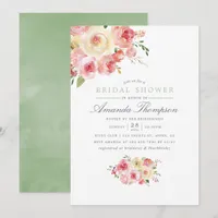 Blush and Sage Green Floral Bridal Shower Invitation