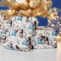 Christmas family photo white vintage pattern wrapping paper