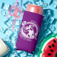 Personalized female Disc Golf  Seltzer Can Cooler