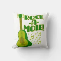 Rock A Mole Epic Avocado Cartoon Humor Throw Pillow