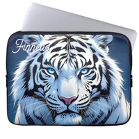Blue eyed White Tiger Personalized Laptop Sleeve