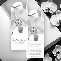 Black & White Orchid on Stem Funeral Prayer Card Bookmarks