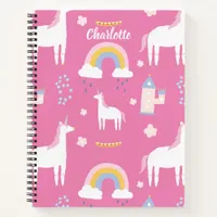 Sweet Rainbow Unicorn Flowers Notebook