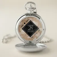 Elegant 28th Linen Wedding Anniversary Celebration Pocket Watch