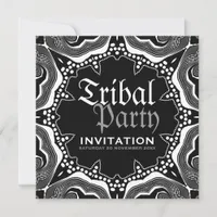 Black White Tribal Medieval Gothic Party Invitation