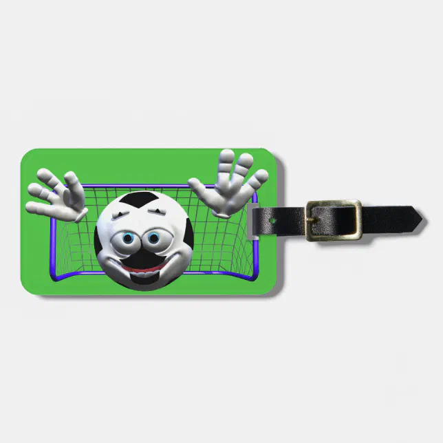 Funny Cartoon Soccer Ball Luggage Tag