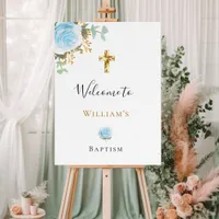 Baptism eucalyptus blue floral boy welcome  foam board