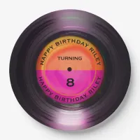 Personalized Retro Vinyl Record Birthday Party Paper Plates