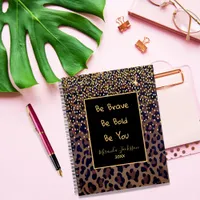 Leopard pattern motivational brown black 2025 planner