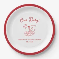 Ciao Baby! Hand Drawn Italian Pasta Baby Shower Paper Plates