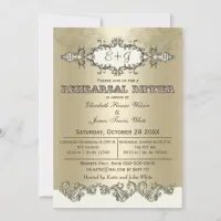 Elegant ivory Gold rehearsal dinner invites