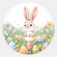 Cute Cartoon Easter Bunny  Classic Round Sticker