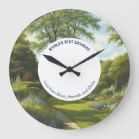 World's Best Grandad Gardening Garden Lawn Trees Large Clock