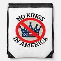 No Kings In America Retro Classic Drawstring Bag