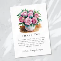 Watercolor Roses Sympathy Funeral  Thank You Card