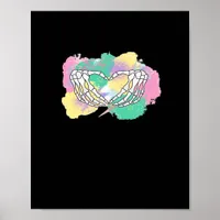 Skeleton Hands Heart With Abstract Coloured Backgr Poster