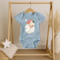 Vintage Pink Winking Santa Christmas Baby Bodysuit