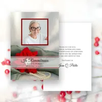 Poinsettia Pearls Winter Funeral Memorial Sympathy Thank You Card