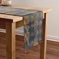 Bold Caribbean Tribal Mudcloth: Navy Blue, Gold Short Table Runner