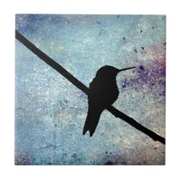 Grunge Hummingbird Ceramic Tile