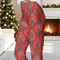 Red Christmas Tree Pattern Holiday Leggings